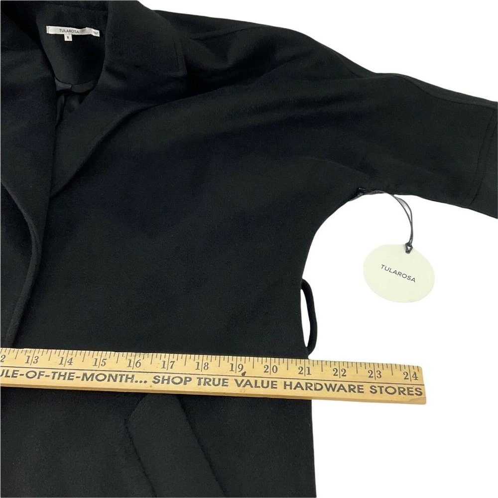 Tularosa Coat Womens Sz S Black Pea Coat hidden Buttons Missing Belt $298 Nwt - Picture 7 of 9